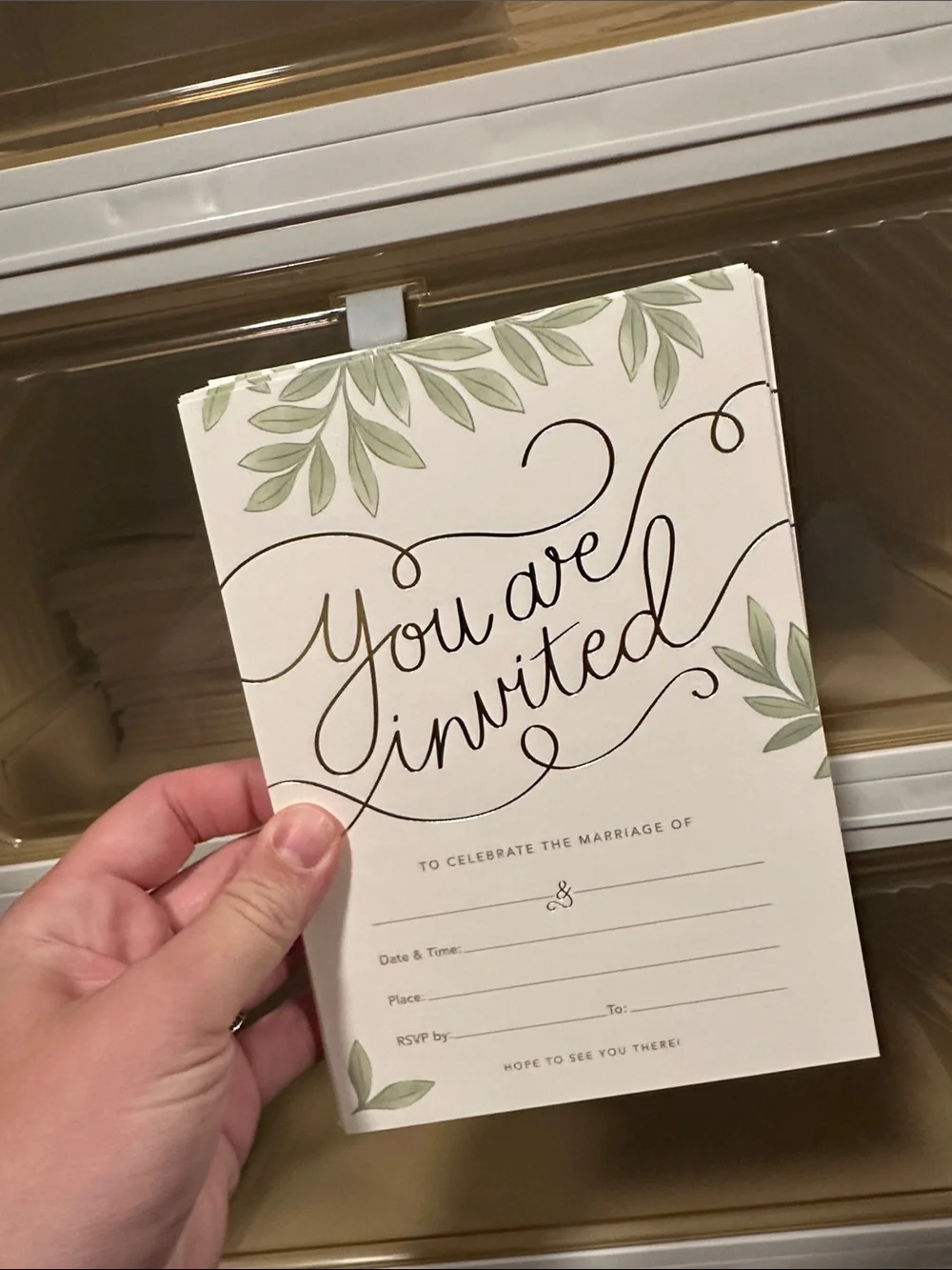 Gold Script 'You Are Invited' Wedding Invitation Card - set of 25